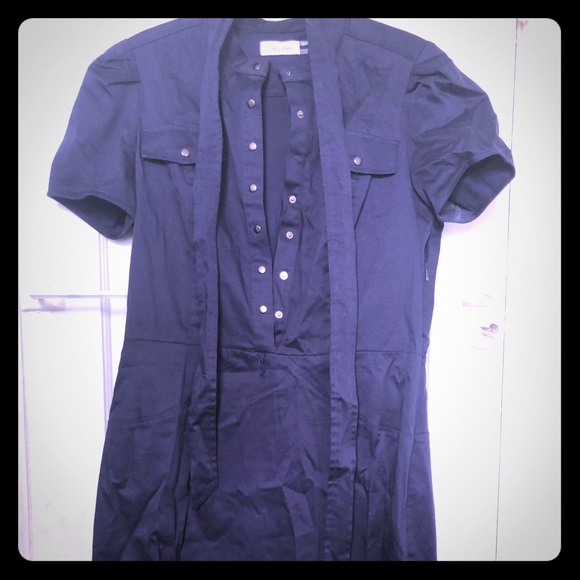 Navy button up dress - Picture 1 of 3